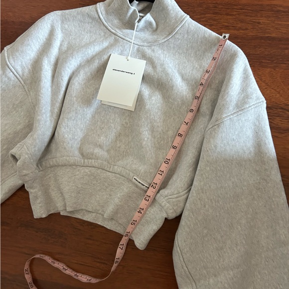 NWT Alexander Wang Cropped Pullover Turtleneck W/ Branded Seam Label, Grey, XS - Picture 9 of 17